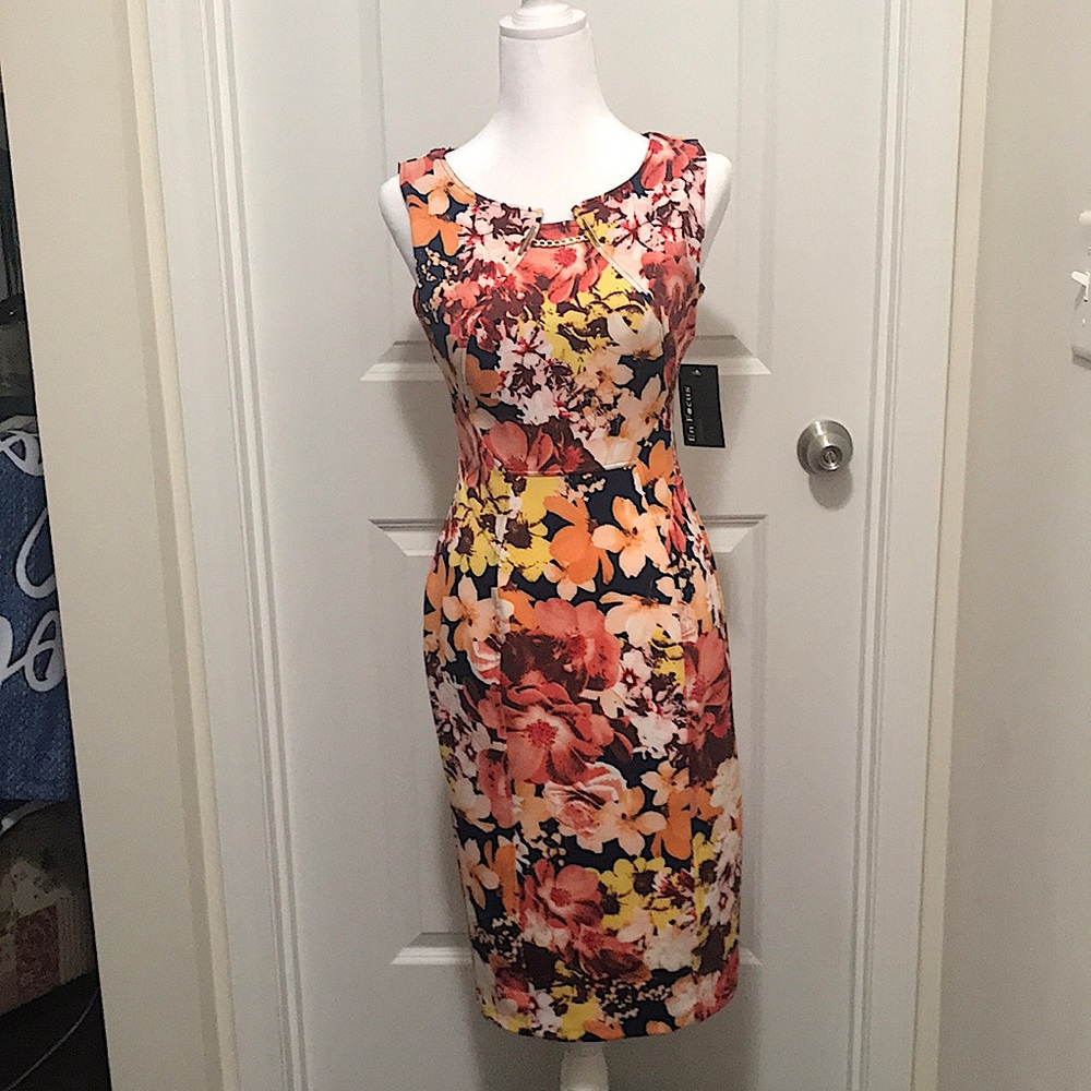 En Focus Studio - Navy Blue Multi-Colored Dress.
